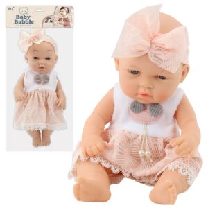 Baby Doll in a Pink Dress, Headband, Movable Arms and Legs, 30cm 147098296 - Lean Toys