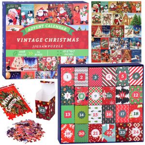 Adventi naptár PUZZLE - karácsonyi puzzle RETRO stílusban - 1 nagy képet alkot, 1008 db 147098599 - Ramiz