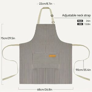 1db, pamut kötény, fekete-fehér csíkos állítható kötény, unisex kötény zsebbel, konyhai szakács kötények, női férfiaknak otthoni konyha, konyhai kellékek 147098633 - Konyhai eszköz