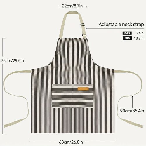 1db, pamut kötény, fekete-fehér csíkos állítható kötény, unisex kötény zsebbel, konyhai szakács kötények, női férfiaknak otthoni konyha, konyhai kellékek 147098633