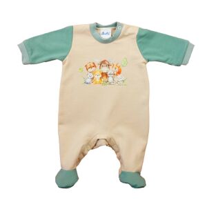 Belül bolyhos, hosszú ujjú baba rugdalózó – Állatos mintával 147099007 - Asti