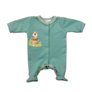 Hosszú ujjú elöl patentos rugdalózó, belül bolyhos – Állatos mintával 147099010 - Asti