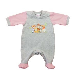 Belül bolyhos, hosszú ujjú baba rugdalózó – Állatos mintával 147099015 - Asti