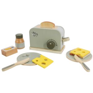 Label-Label kenyérpirító kiegészítőkkel, olíva - Fa játék szerepjáték