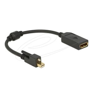 Delock Adapter mini DisplayPort 1.2-dugós csatlakozó csavarral > DisplayPort-csatlakozóhüvely 4K fekete 147101496 - DisplayPort átalakító