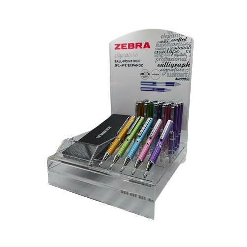 Golyóstoll display, 0,24 mm, teleszkópos, ZEBRA "SL-F1", kék, világos színek 147102714