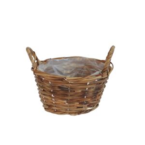 Barna rattan kosár fülekkel 20cm