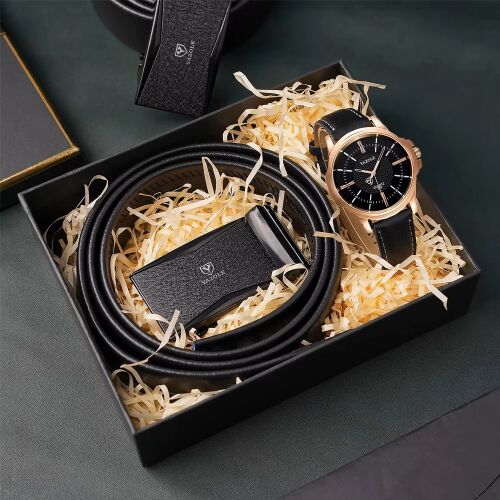 Ajándék Szett – Óra És Öv Fekete