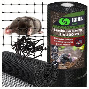 Plasă extra rezistentă de protecție împotriva cârtițelor 2x200m, 30g/m2, 16x16 mm, neagră + 100 de ancore de fixare 147110349 - Unelte de grădinărit
