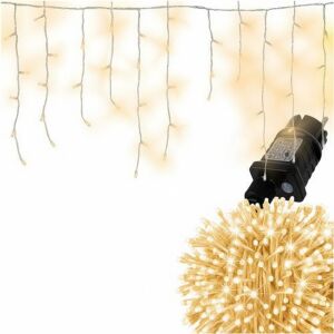Instalatie LED de Craciun, Zola, perdea curgatoare, 500 LED-uri, 22.5 m, 31V, 6 W, IP44, alb cald, 8 moduri iluminare, pentru exterior/interior, cablu alb 147111679 - Ghirlande luminoase