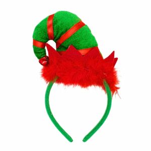 Bentiță pentru Crăciun, spiriduș verde cu pene și clopoței, Xmas 147112029 - Decorațiuni de Crăciun