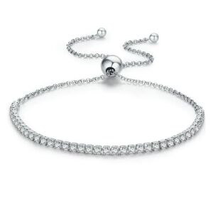 Super Trends® 925-ös sterling ezüst teniszkarkötő átlátszó cirkóniával, elegáns karkötő nőknek, ezüst teniszkarkötő csillogó cirkónia kövekkel, prémium csillogó tenisz stílusú ékszer, állítható ezüst teniszkarkötő nőknek, luxus ajándék 147113304 - Női kiegészítő