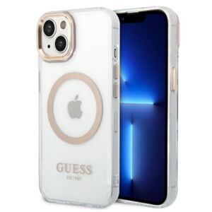 Guess iPhone 14 Plus Tok - Átlátszó/Arany (GUHMP14MHTRMD)