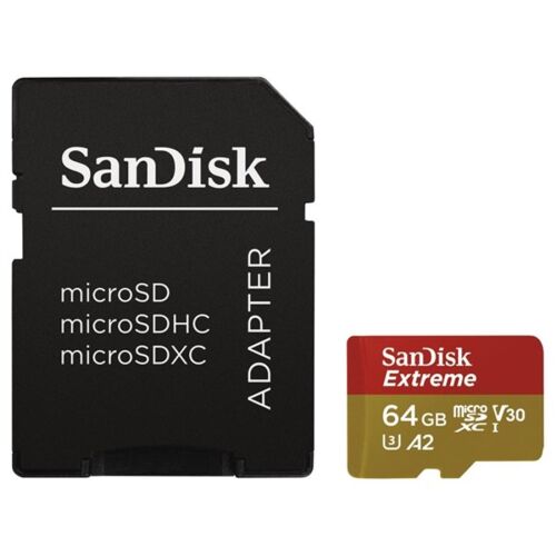 SanDisk MicroSD kártya - 64GB microSDXC Extreme (170/80 MB/s, Class 10 UHS-I U3, A2 V30) + adapter 147119339