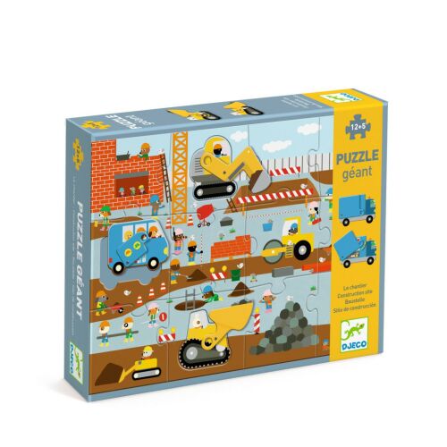 Djeco - Óriás puzzle - Építkezés, 12+5 db-os - Construction site