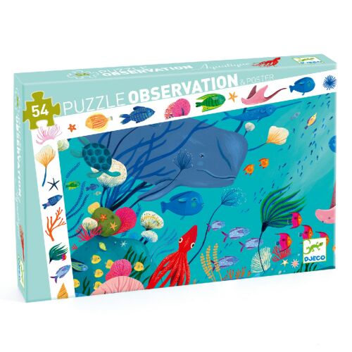 Djeco - Megfigyeltető puzzle - Tengerben, 54 db-os - Aquatic