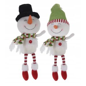 Karácsonyi ülő hóember figura, lakberendezési tárgy, 44 cm, 1 db.