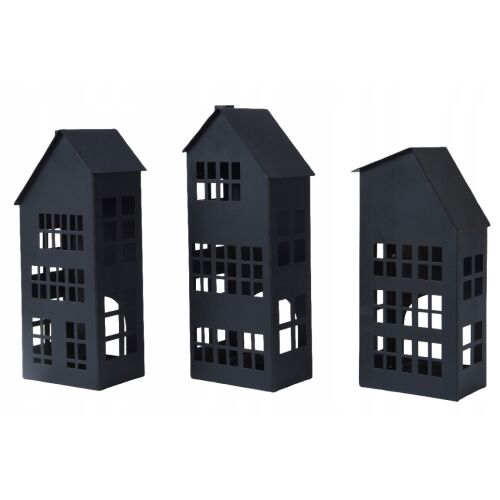 Gyertyatartó karácsonyi figura fekete házikó 25 x 10,5 x 8 cm 1 db.