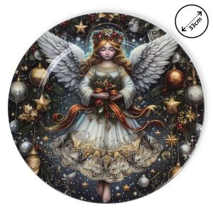 Műanyag kerek tálca angyalkás 33cm