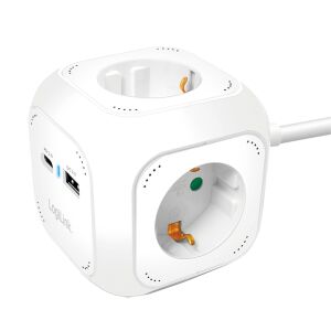 Logilink 4-utas töltőkocka, 4x aljzat, 1x USB-C PD 20W, 1x USB-A QC 18W, fehér (LPS283U) 147132431 - Elosztó