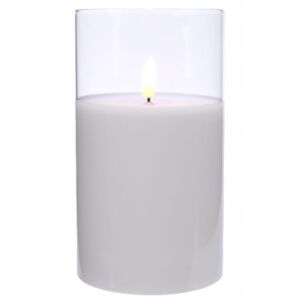 Dekoratív üveg LED gyertya 7,5x12,5 cm, elemes, fehér