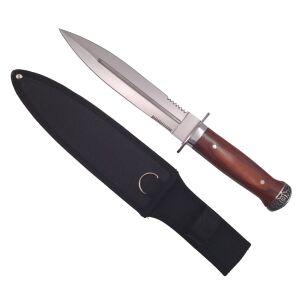 Lovecký nôž DEPOX®, Španielska inkvizícia, obojstranný, nehrdzavejúca oceľ, hnedý, 32,5 cm, puzdro súčasťou balenia 147133422 - Šport a voľný čas