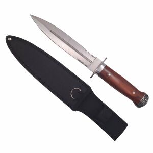 Lovecký nôž DEPOX®, Španielska inkvizícia, obojstranný, nehrdzavejúca oceľ, hnedý, 28,5 cm, puzdro súčasťou balenia 147133427 - Šport a voľný čas