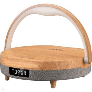 Kienzle 15321 Multifunkcionális Asztali Ébresztő Óra Wireless töltéssel és Bluetooth hangszóróval - Barna/Szürke 147136468 - Ébresztőóra