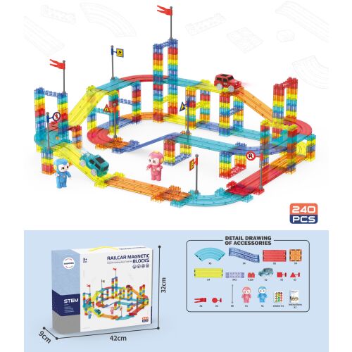 Mágneses építőkockák 240 darab Versenypálya XXL 147136844