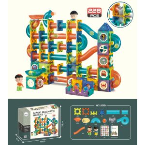 Mágneses építőkocka golyópálya 228 darab XL 147136853 - Mágneses építőjáték