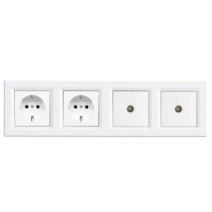 Nova IV kettő dugalj kettő TV csatlakozóval fehér kerettel 147143416 - Lámpa & Világítás