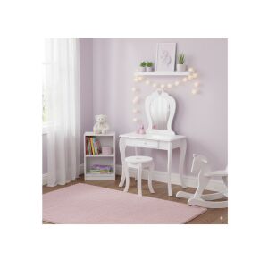 Kis fehér kozmetikai fésülködőasztal tükörrel és székkel gyerekeknek 147144972 - Ramiz