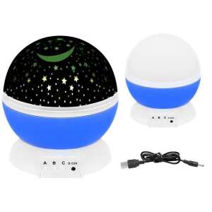 Blue star projector night light with moon and stars, 3 functions, USB powered - Night Light, Projector