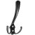 Black triple wall hook for coats and hats