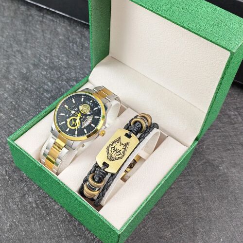 Ajándék Szett Óra Karkötő Fekete Számlappal 147147936