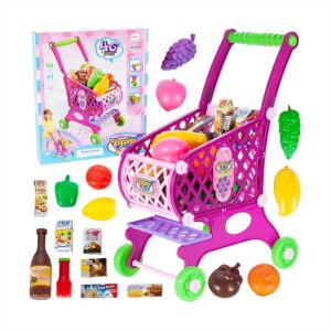 Rózsaszín bevásárlókocsi termékekkel 147149050 - Bevásárlókocsi