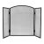 Black metal three-panel fireplace screen for safety