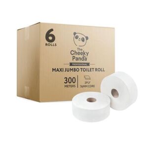 Toalettpapír, bambusz, 2 rétegű, nagytekercses, 24,2 cm átmérő, 300 m/tekercs, 6 tekercs, CHEEKY PANDA, fehér 147151228 - WC-papír