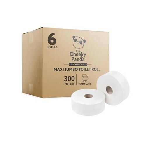 Toalettpapír, bambusz, 2 rétegű, nagytekercses, 24,2 cm átmérő, 300 m/tekercs, 6 tekercs, CHEEKY PANDA, fehér 147151228