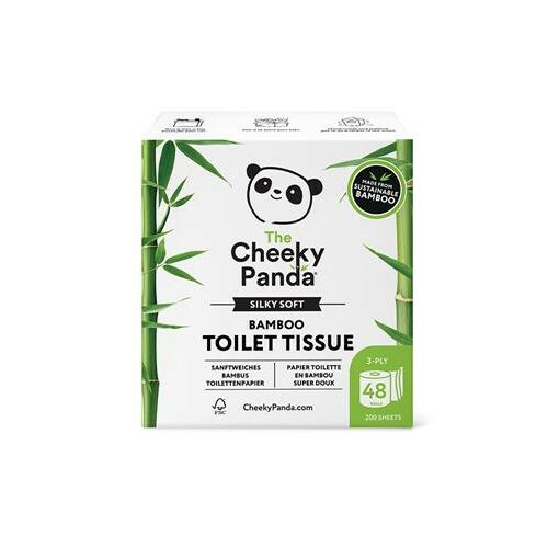 Toalettpapír, bambusz, 3 rétegű, kistekercses, 48 tekercs, CHEEKY PANDA, fehér