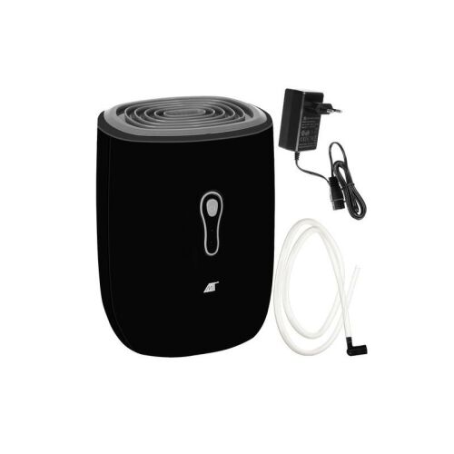 Dezumidificator negru Malatec cu adaptor de alimentare și furtun de drenaj