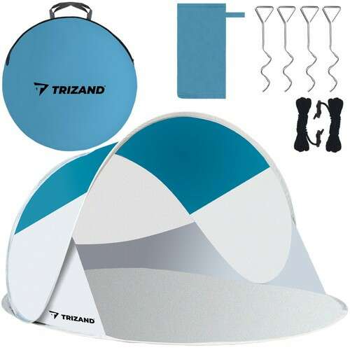 Trizand XXL turquoise and gray beach tent with accessories