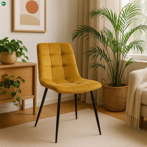 Krzesło PERU Musztardowe Welurowe 147153765
