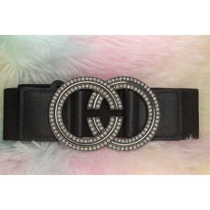 Strasszos gumis öv fekete 147154826 - Női öv