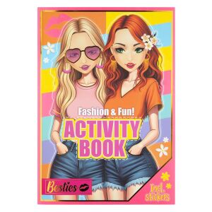 Książeczka z ćwiczeniami i naklejkami dla małych dziewczynek, przyjaciółek, mody i zabawy! 147155755 - Książka dla dzieci i młodzieży