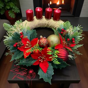 Adventi koszorú – piros-arany klasszikus