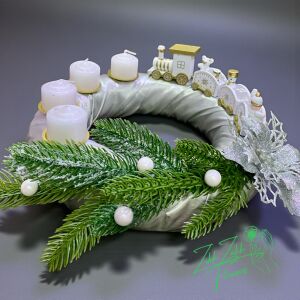 Adventi koszorú – fehér vonatos