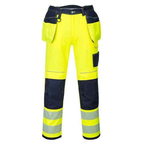 PW3 Jól láthatósági Holster Munkásnadrág, Sárga és Navy, Fényvisszaverő Biztonsági Nadrág - Munkásnadrág