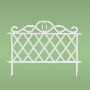 Fehér műanyag kerítés, 45 x 35 cm, díszes, rombusz minta - Ágyásszegély