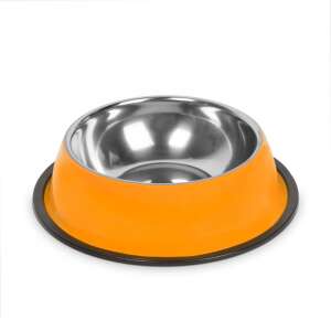 Orange stainless steel dog bowl with non-slip rubber ring, 18 cm - Pet Care
